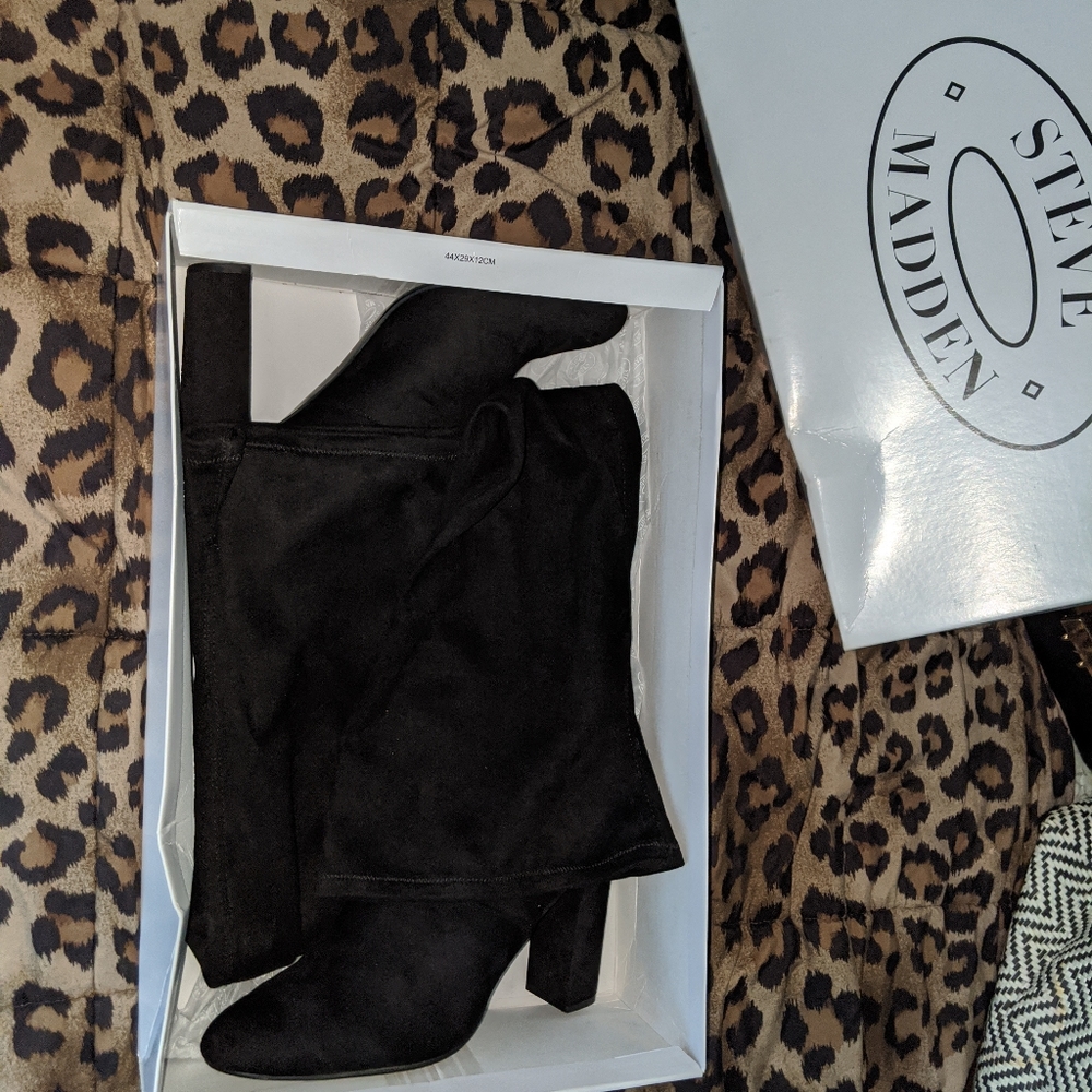 Black Thigh High Boots Suade